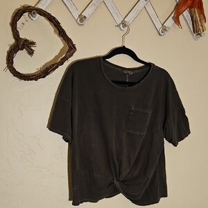 Lucky Brand Dark Gray Knot-Front Tee